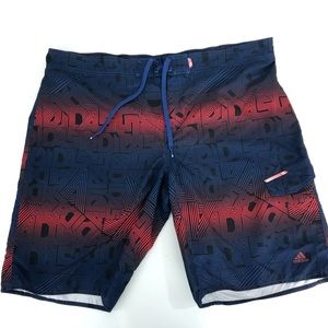 Adidas XXL 2XL Blue/Red Swim Trunks N-84